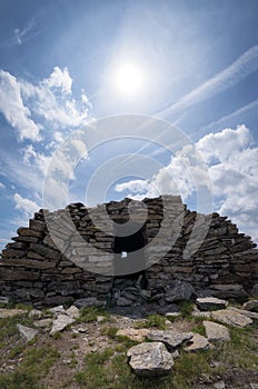 Ruins of italian old barracks near french Alps