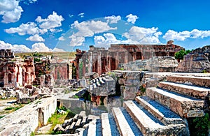 Ruins of Jupiter temple and great court of Heliopolis in Baalbek, Bekaa valley, Lebanon