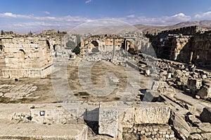 Ruins of Jupiter temple and great court of Heliopolis in Baalbek, Bekaa valley Lebanon