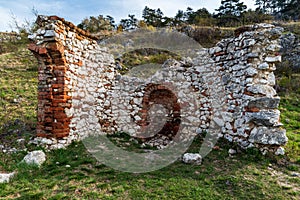 Ruins of Kaple sv. Antonina chapel in Palava montains in Czech republic photo