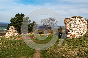 Ruins of Kaple svateho Antonina above Perna village in Palava mountains in Czech republic photo