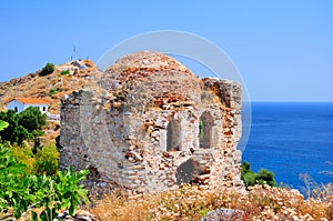 Ruins in Kastro, old metropolis of Skiathos,