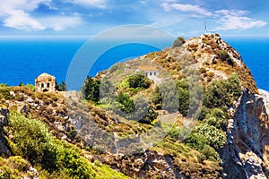 Ruins in Kastro, old metropolis of Skiathos Island