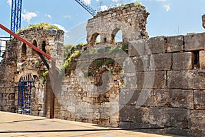 Ruins of Kesik Minare in old city of Antalya. Turkey