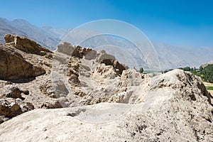 Ruins of Khaakha Fortress in the Wakhan Valley in Ishkashim, Gorno-Badakhshan, Tajikistan.