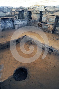 ruins of Kotosh Period culture struated directly beneath the Chavin culture stratum. during this period the temple of the crossed