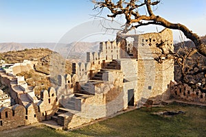 Ruins of Kumbhalgarth fort in Rajasthan India