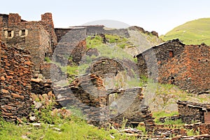 The ruins in Kvavlo village. Tusheti region (Georgia)