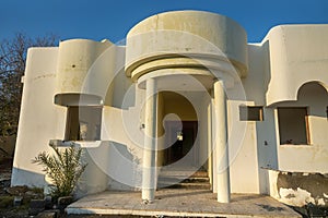 The ruins of a large house by the sea