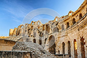 Ruins of the largest coliseum in North Africa. El Jem,Tunisia, UNESCO