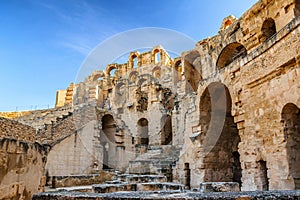 Ruins of the largest coliseum in North Africa. El Jem,Tunisia, UNESCO