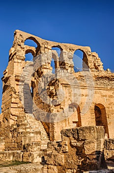 Ruins of the largest coliseum in North Africa. El Jem,Tunisia, UNESCO