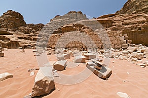 Ruins of Lawrance of Arabia house, located in Wadi Rum desert, J