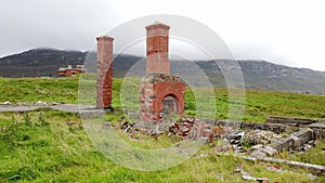 The ruins of Lenan Head fort at the north coast of County Donegal, Ireland