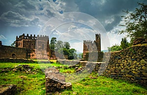 Ruins of library and Iyasu Palace, grandson of Fasilidas in Fasil Ghebbi site , Gonder