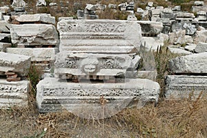 Ruins of lintels and capitals