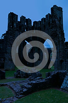 Ruins of Llanthony priory in twilight, Abergavenny, Monmouthshire, Wales, Uk