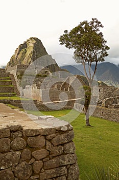 Ruins of Lost Incan City Machu Picchu and Wayna Picchu near Cusco in Peru