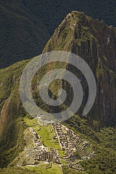 Ruins of Lost Incan City Machu Picchu and Wayna Picchu near Cusco in Peru