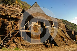 Ruins in Malinalco, Archaeological site in Mexico.