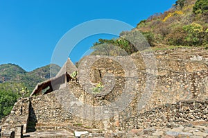Ruins in Malinalco, Archaeological site in Mexico.