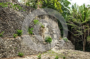 Ruins at the Mayan city of Kohunlich - large archaeological site of the pre-Columbian Maya civilization,