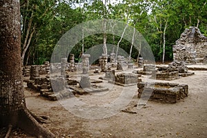 Ruins of mayan Pyramid in Coba.