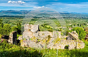 Ruins of the medieval Byzantine fortified town of Mystras in Greece