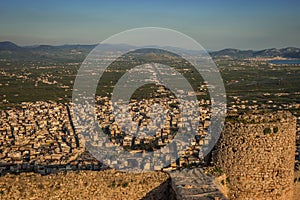 Ruins of medieval castle in Argos on Peloponnese in Greece