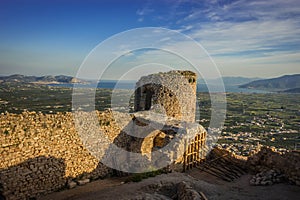 Ruins of medieval castle in Argos on Peloponnese in Greece