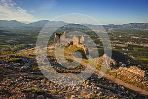 Ruins of medieval castle in Argos on Peloponnese in Greece photo