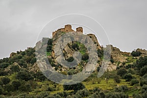 Ruins of medieval castle in Capilla in Estremadura in Spain