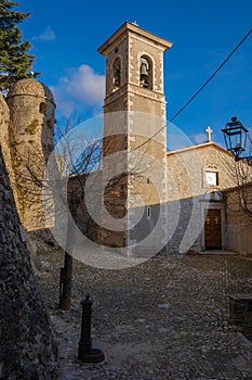 Ruins of medieval castle at Collalto Sabino  in Lazio, Italy