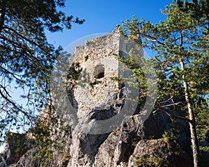 Ruins of Medieval Castle Hricov in Sulov Mountains Range near Zilina, Slovakia