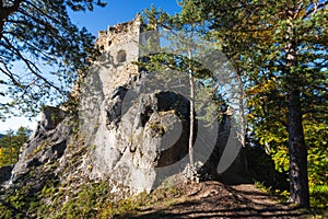 Ruins of Medieval Castle Hricov in Sulov Mountains Range near Zilina, Slovakia