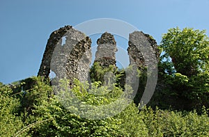 Ruins of medieval castle in Hust