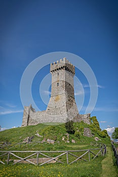 Ruins of medieval castle in Radicofani in Tuscany, Italy