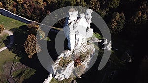 The ruins of medieval castle on the rock in Ogrodzieniec, Poland