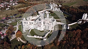 The ruins of medieval castle on the rock in Ogrodzieniec, Poland