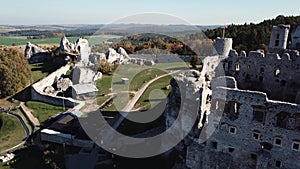 The ruins of medieval castle on the rock in Ogrodzieniec, Poland