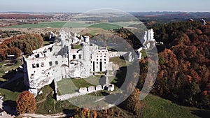 The ruins of medieval castle on the rock in Ogrodzieniec, Poland