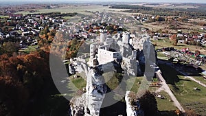 The ruins of medieval castle on the rock in Ogrodzieniec, Poland