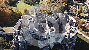 The ruins of medieval castle on the rock in Ogrodzieniec, Poland