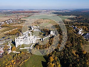 The ruins of medieval castle on the rock in Ogrodzieniec, Poland