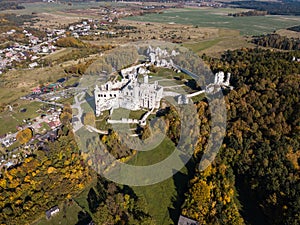 The ruins of medieval castle on the rock in Ogrodzieniec, Poland