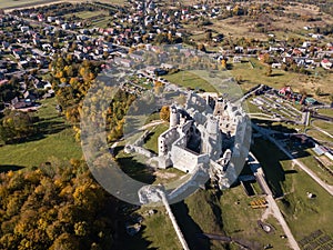 The ruins of medieval castle on the rock in Ogrodzieniec, Poland