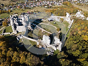 The ruins of medieval castle on the rock in Ogrodzieniec, Poland