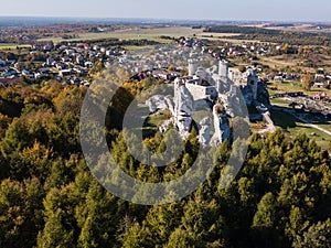 The ruins of medieval castle on the rock in Ogrodzieniec, Poland