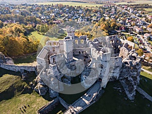 The ruins of medieval castle on the rock in Ogrodzieniec, Poland