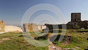 The ruins of medieval fortress Yeni-Sale (enclosure walls) in Dobrogea, Romania